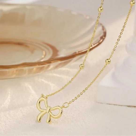 14K GOLD DAINTY BOW NECKLACE 🎀 - Picture 5 of 10